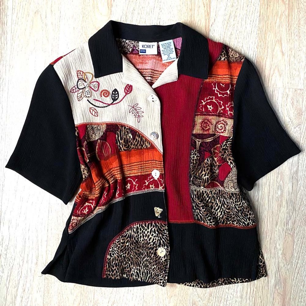 Vintage Koret Animal Print Safari Button Down Top